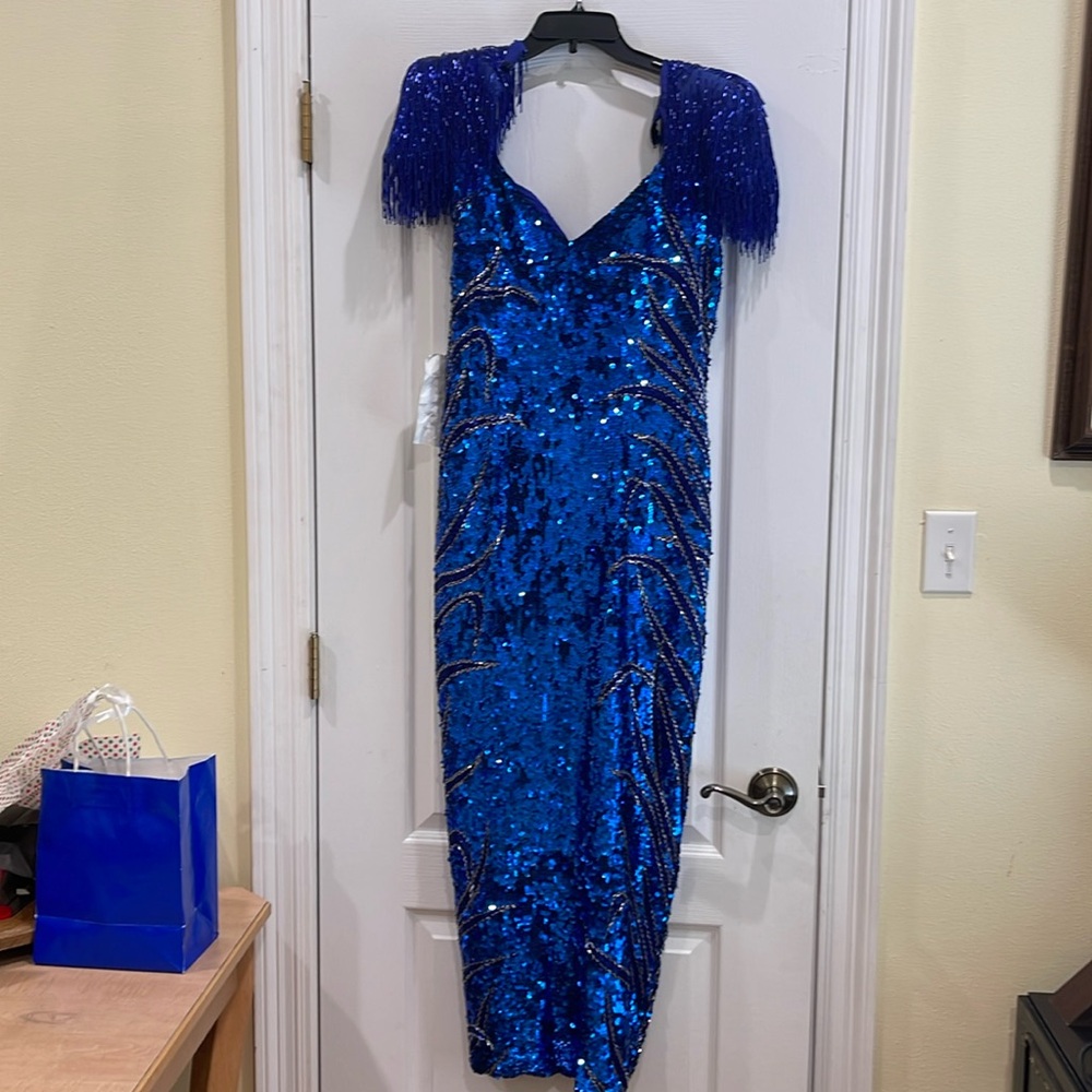 Lillie Rubin Royal blue sequin dress, size 12,
